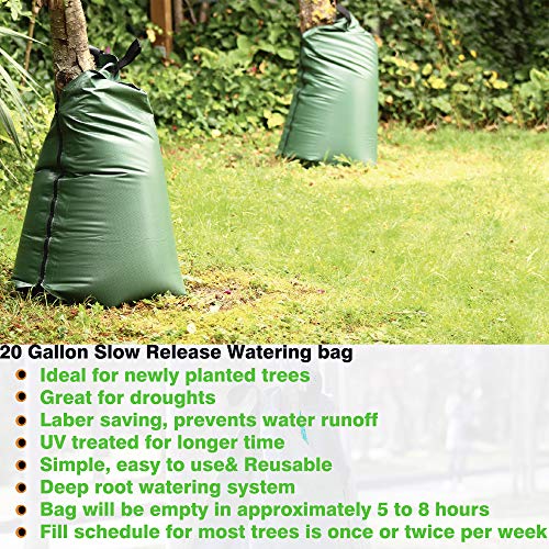 USHIGHTLIGHT All New 20 Gallon Tree Watering Bag, Slow Release Watering Bag for Trees, Portable Tree Drip Irrigation Bag, Water Saving Irrigation Water System(1/2/3) (2, 20 Gallon)