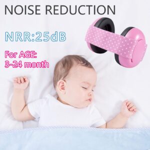 nobrand WORCBGIO Baby Hearing Protection Earmuffs Noise Eliminating Elastic Adjustable for Quiet Sleep and Preventing Potential Hearing Damage (Pink)