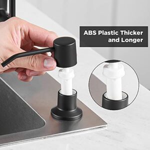 Soap Dispenser for Kitchen Sink Matte Black, Refill from The Top, Stainless Steel Built in Sink Soap Dispenser with Large 13.5 Ounce Bottle 2309R