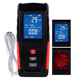 emf meter digital electromagnetic field radiation detector with sound light alarm function, rechargeable handheld emf tester for electric magnetic field inspection, home, office and ghost hunting