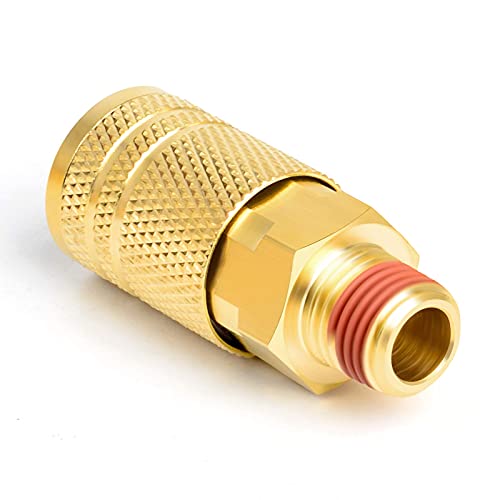 GASHER 12PCS 1/4-Inch Brass Male Industrial Coupler,1/4 Inch NPT Male Threads Size, Quick Connect Air Coupler