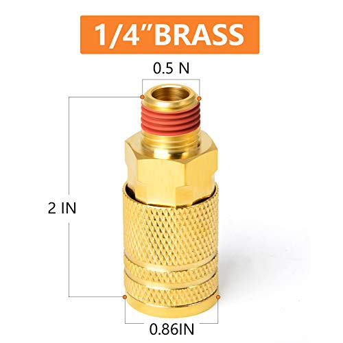 GASHER 12PCS 1/4-Inch Brass Male Industrial Coupler,1/4 Inch NPT Male Threads Size, Quick Connect Air Coupler