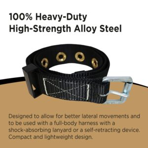 AFP Heavy-Duty Tongue Buckle Body Belt, PPE for Safety Harness, Work Positioning Restraint, Construction, Climbing, Fall-Protection (OSHA/ANSI Compliant), 1.75'' Wide, Black (Medium)