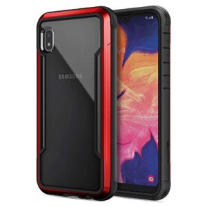 raptic shield series, samsung galaxy a10e phone case (formerly defense shield) - military grade drop tested, anodized aluminum, tpu, and polycarbonate protective case for samsung galaxy a10e, red