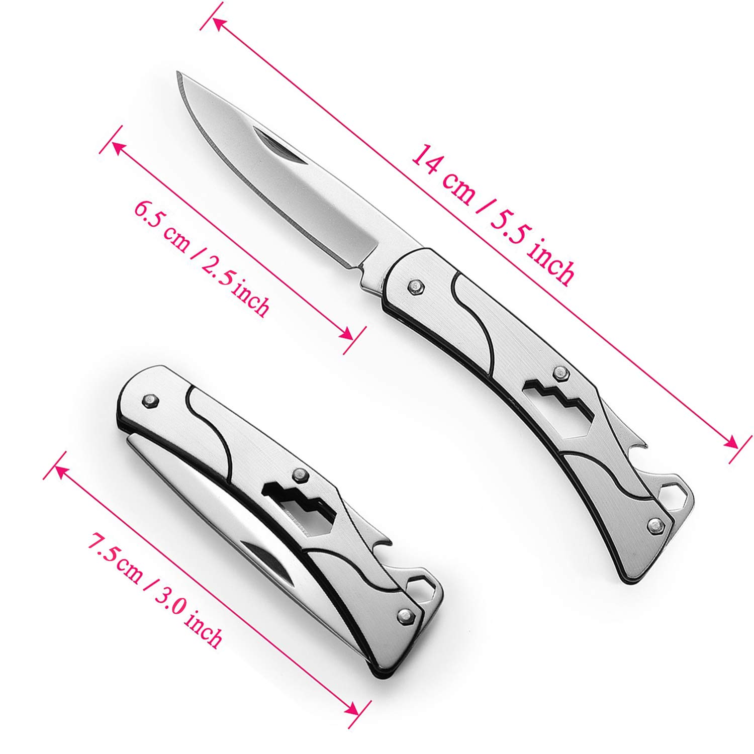 WWZJ Stainless Steel Self-Defense Folding Pocket Knife With Bottle Opener, Mini Knife(4 knives)