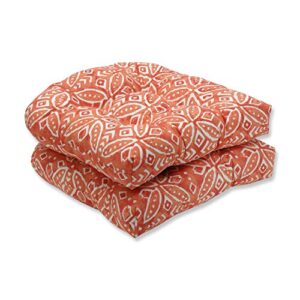 pillow perfect outdoor/indoor merida pimento tufted seat cushions (round back), 2 count (pack of 1), orange