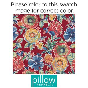 Pillow Perfect Bright Floral Indoor/Outdoor Accent Throw Pillow, Plush Fill, Weather, and Fade Resistant, Large Throw - 18.5" x 18.5", Red/Blue Colsen, 2 Count