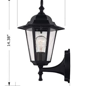 YaoKuem Outdoor Wall Lantern, Wall Sconce as Porch Lighting Fixture, E26 Base 60W Max, Metal Housing Plus Glass, Wet Location Rated, Bulbs not Included