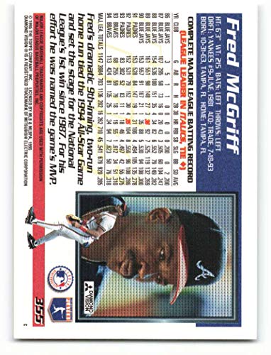 1995 Topps #355 Fred McGriff NM-MT Atlanta Braves Baseball