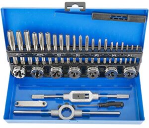 toolly tap and die set, 32pcs metric hardened steel tool set, essential threading & rethreading tool with storage case