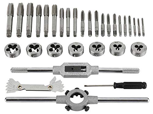 Toolly Tap and Die Set, 32pcs Metric Hardened Steel Tool Set, Essential Threading & Rethreading Tool with Storage Case