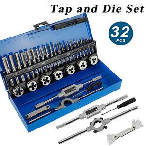 Toolly Tap and Die Set, 32pcs Metric Hardened Steel Tool Set, Essential Threading & Rethreading Tool with Storage Case