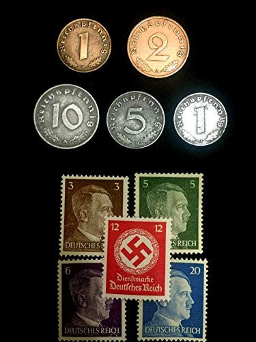 DE 1940 WW2 Authentic Rare German Coins and Unused Stamps World War 2 Artifacts Perfect Circulated Coins