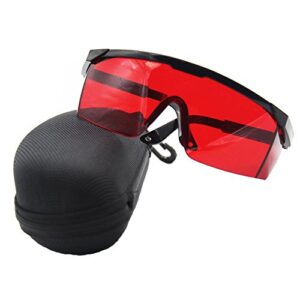 anzeser laser safety glasses with adjustable temple, laser eye protection safety glasses, red lens, black frame, black case