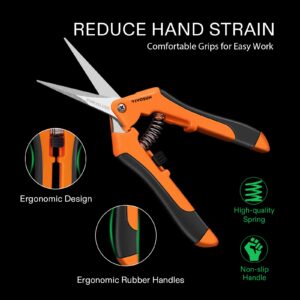 VIVOSUN 12-Pack 6.5 Inch Gardening Scissors Hand Pruner Pruning Shear with Straight Stainless Steel Blades Orange