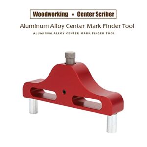 Aluminum Alloy Center Scriber,Center Mark Finder Tool,Woodworking Scriber Center Line Marking Tool,95mm Measuring Range,High Measuring Accuracy,For Woodworking Marking(Red)
