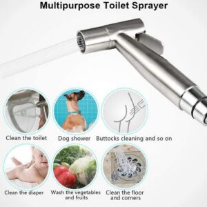 Handheld Bidet Sprayer for Toilet Portable Pet Shower Toilet Water Sprayer Seat Bidet Attachment Bathroom Stainless Steel Spray for Personal Hygiene (Bidet Sprayer Head)