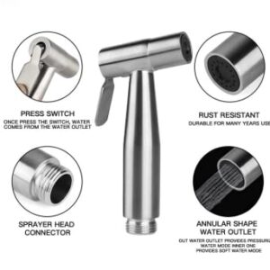 Handheld Bidet Sprayer for Toilet Portable Pet Shower Toilet Water Sprayer Seat Bidet Attachment Bathroom Stainless Steel Spray for Personal Hygiene (Bidet Sprayer Head)