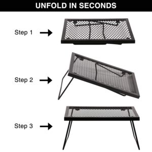 REDCAMP Folding Campfire Grill Heavy Duty Steel Grate, Portable Camp Fire Cooking Racks for Over Fire Pit