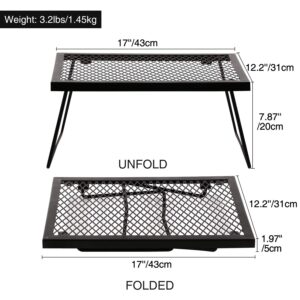 REDCAMP Folding Campfire Grill Heavy Duty Steel Grate, Portable Camp Fire Cooking Racks for Over Fire Pit