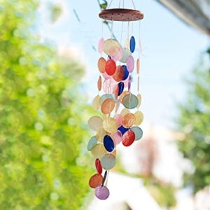 Capiz Shell Wind Chimes Outdoor, Outdoor Memorial Wind Chimes, Sympathy Wind Chimes Gifts for Patio, Garden, Yard Decoration