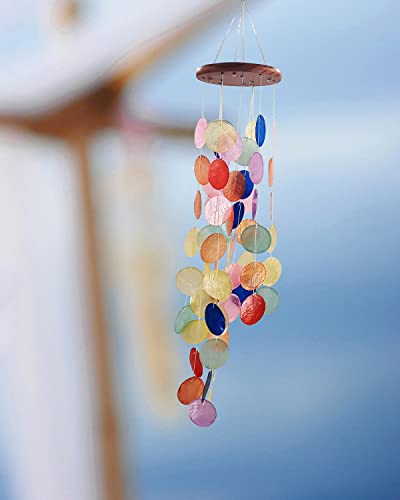 Capiz Shell Wind Chimes Outdoor, Outdoor Memorial Wind Chimes, Sympathy Wind Chimes Gifts for Patio, Garden, Yard Decoration