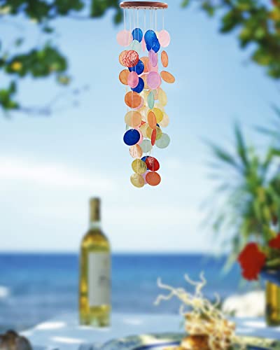 Capiz Shell Wind Chimes Outdoor, Outdoor Memorial Wind Chimes, Sympathy Wind Chimes Gifts for Patio, Garden, Yard Decoration