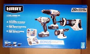 hart hpck402bpta 20-volt cordless 4-tool combo kit with 200-piece accessory kit and 16-inch storage bag