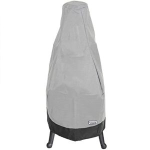 neh outdoor patio chiminea cover - 25" diameter x 65" height - breathable material, sunray protected, and weather resistant storage cover, gray with black hem