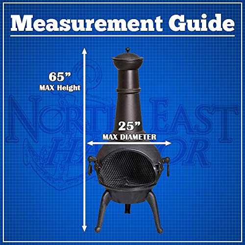 NEH Outdoor Patio Chiminea Cover - 25" Diameter x 65" Height - Breathable Material, Sunray Protected, and Weather Resistant Storage Cover, Gray with Black Hem