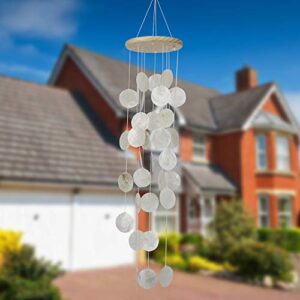 Capiz Shell Wind Chimes Outdoor, Outdoor Large Memorial Wind Chimes, Sympathy Wind Chimes Gifts for Patio, Garden, Yard Decoration, White