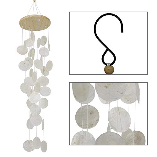 Capiz Shell Wind Chimes Outdoor, Outdoor Large Memorial Wind Chimes, Sympathy Wind Chimes Gifts for Patio, Garden, Yard Decoration, White