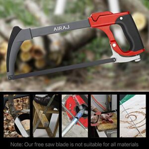 AIRAJ 12" Hack Saw for Metal, Hacksaw Frame Set With 7 Professional Hand Saw Blades of Replaceable, Two Sawing Angles (45°/90°) Metal Saw, WoodSaw,Hacksaw for Metal/Wood/Tree/PVC/Meat Sharp Cutting