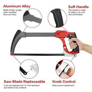 AIRAJ 12" Hack Saw for Metal, Hacksaw Frame Set With 7 Professional Hand Saw Blades of Replaceable, Two Sawing Angles (45°/90°) Metal Saw, WoodSaw,Hacksaw for Metal/Wood/Tree/PVC/Meat Sharp Cutting