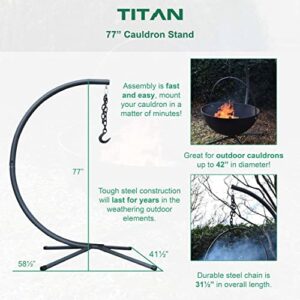 TITAN GREAT OUTDOORS Cauldron Stand 77â€ Heavy Duty with Chain