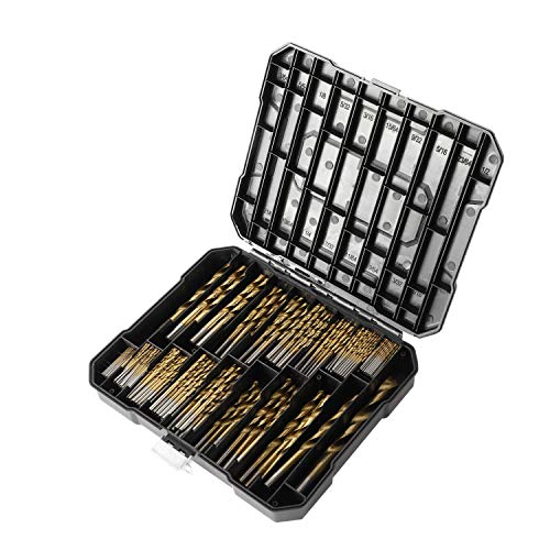 Yaegoo Titanium Twist Drill Bit Set High Speed Steel for Steel, Wood, Plastic, Metal, Copper, Aluminum Alloy with Storage Case (230 PCS)