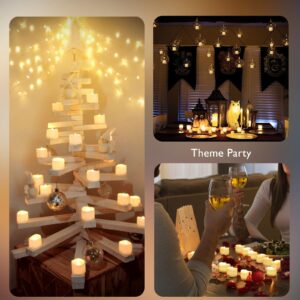 Homemory Remote Control Tea Lights, Flickering Realistic Tea Lights Battery Operated with Remote, for Home Decor and Seasonal Celebration, Pack of 12, Warm White Light, Dia 1-2/5'', H 1-1/4''