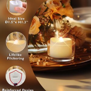 Homemory Remote Control Tea Lights, Flickering Realistic Tea Lights Battery Operated with Remote, for Home Decor and Seasonal Celebration, Pack of 12, Warm White Light, Dia 1-2/5'', H 1-1/4''