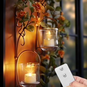 Homemory Remote Control Tea Lights, Flickering Realistic Tea Lights Battery Operated with Remote, for Home Decor and Seasonal Celebration, Pack of 12, Warm White Light, Dia 1-2/5'', H 1-1/4''