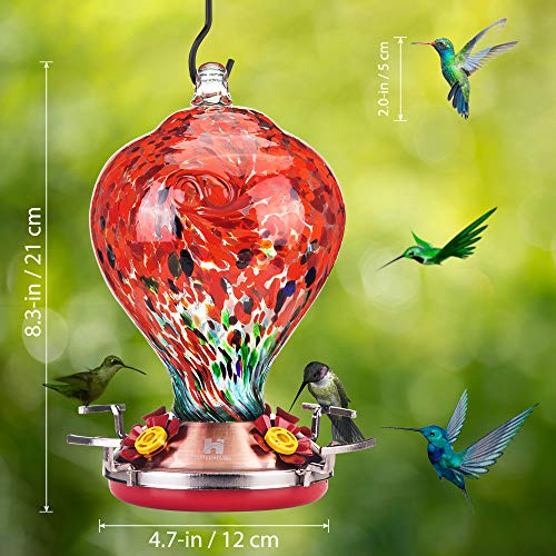 HLHyperLink Hummingbird Feeders for Outdoors - Hummingbird Feeder with Ant Moat and Bee Baffles for Outdoor Garden Patio Porch Backyard Decor