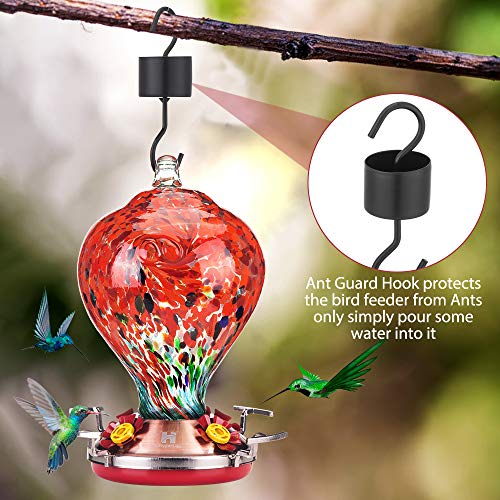 HLHyperLink Hummingbird Feeders for Outdoors - Hummingbird Feeder with Ant Moat and Bee Baffles for Outdoor Garden Patio Porch Backyard Decor