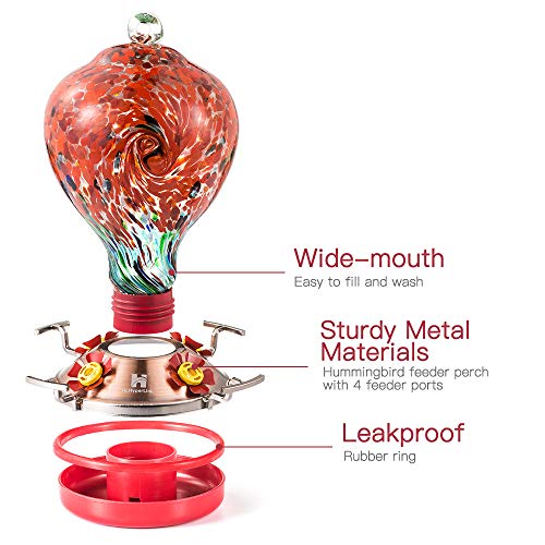 HLHyperLink Hummingbird Feeders for Outdoors - Hummingbird Feeder with Ant Moat and Bee Baffles for Outdoor Garden Patio Porch Backyard Decor