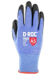 magid ansi a5 d-roc aerodex 18-gauge work gloves, 12 pairs, foam nitrile coated, size 9/large, blue