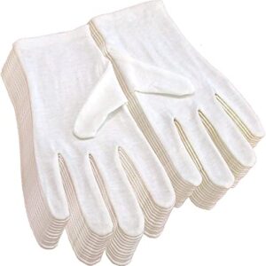 12Pairs White Cotton Gloves for Eczema and Dry Hands - Breathable Work Glove Liners - Moisturizing SPA Soft Jewelry Inspection Gloves - Stretchy Fit Cloth Gloves for Most Women