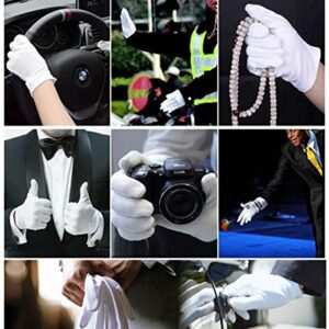 12Pairs White Cotton Gloves for Eczema and Dry Hands - Breathable Work Glove Liners - Moisturizing SPA Soft Jewelry Inspection Gloves - Stretchy Fit Cloth Gloves for Most Women