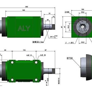 Universal Power Milling Head 1.5KW 2HP 8000RPM High Speed BT30 CNC Mechanical Spindle Unit Taper for CNC Machinery Engraving Cutting Milling Drilling Boring Machine Lathe Tool (1.5KW 2HP 8000RPM)