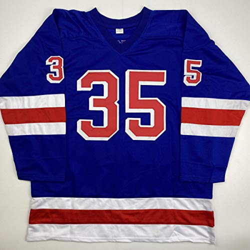 Autographed/Signed Mike Richter New York Blue Hockey Jersey PSA/DNA COA