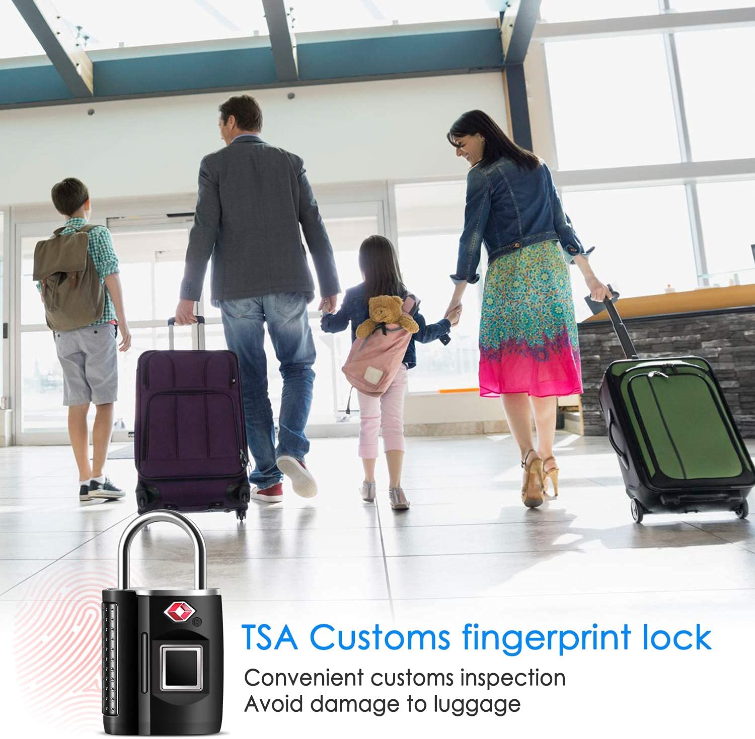 Fingerprint Lock, TSA Approved Smart Digital Locker Lock for Gym, Luggage, Travel, House Door, Suitcase, Backpack, School, Bike,Office, Keyless