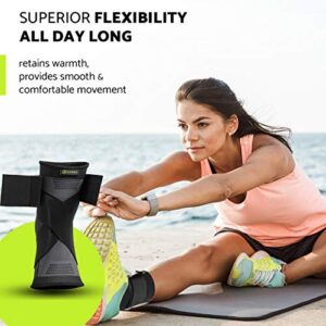 GARNO Ankle Brace Compression Sleeve with Adjustable Straps, Arch Support & Foot Stabilizer, Elastic Wrap for Plantar Fasciitis, Achilles Tendonitis Recovery, Sports Bandage Sock; Men, Women