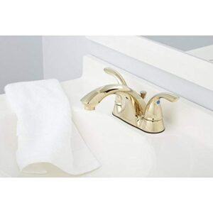 Glacier Bay Builders 4 in. Centerset 2-Handle Low-Arc Bathroom Faucet in Polished Brass